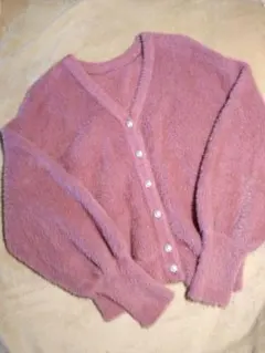 CoutureBrooch ピンク 前後2WAYフェザーカーディガン 38