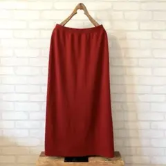 シャルレEK015 ロングスカート M 赤 レッド リブ タイトロングスカート