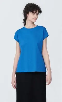 無印良品 天竺編みフレンチスリーブＴシャツ ブルー Sサイズ