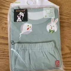 UNIQLO 新品未開封ベビーパジャマ 半袖90サイズ めがねうさぎ　グリーン