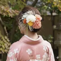 髪飾り 卒業式 入学式 浴衣 七五三 結婚式 成人式 オレンジ 9本セット 和装