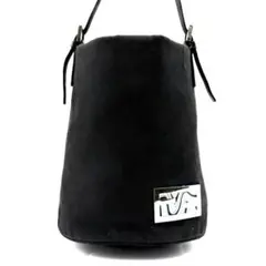 FENDI　ショルダーバッグ　バケット　キャンバス　FFロゴ　ロゴ金具　ブラック