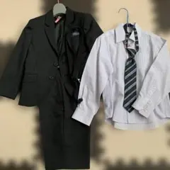 【フォーマル】キッズ スーツセット 黒ストライプ 110cm