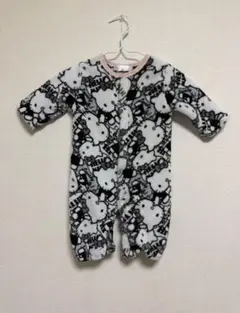 ハローキティー　キティーちゃん　ロンパース　カバーオール　モコモコ　黒白　長袖