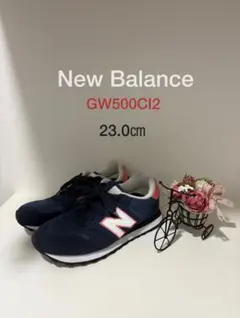 New Balance ニューバランス 500 ネイビー ピンクスニーカー23のサムネイル