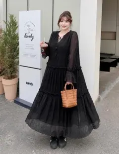ロング　ワンピース　大きいサイズ シアーレディース 秋冬　春 新品 長袖
