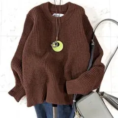 美品 MHL. マーガレットハウエル クルーネック 畦編みワッフルニット 2