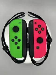 【極美品/完動品】Switch ジョイコン ネオングリーン/ピンク ストラップ付