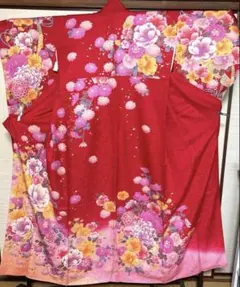 正絹　女児　七歳　七五三詣り　単品　鈴柄　赤ボカシ 正絹 女児 七歳 七五三詣り 単品 鈴柄 赤ボカシ - メルカリ
