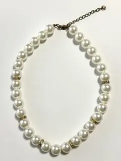 ネックレス 真珠 パール ラインストーン