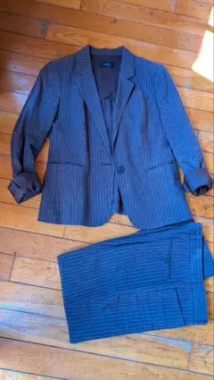 値下げJOSEPH ダークブラウン ストライプスーツ上下麻