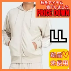 アイボリー【LL】アディダス スリーストライプス フルジップパーカー 新品未使用