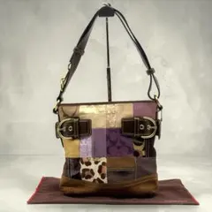 COACH コーチ デニム パッチワーク ハンドバッグ 10816 ターンロック
