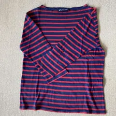 SAINT JAMES 長袖 Tシャツ ネイビーとレッドのストライプ