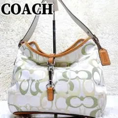 COACH Signature Green Clip Hobo Bag rare