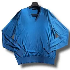 【極美品】ドルチェ＆ガッバーナ 100%シルク Vネックセーター ブルー 52 2026年最新】D&G ／ Dolce＆Gabbana カラー：ブルー系 メンズ ニット