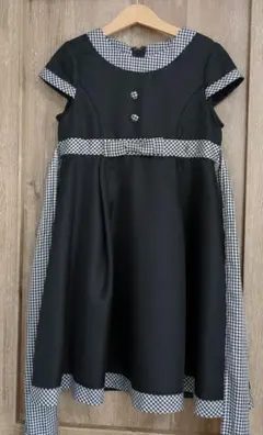キャサリンコテージ　フォーマルドレス 黒と白のチェック柄130センチ
