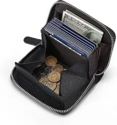 ミニ財布 財布 小銭入れ コンパクト スキミング防止 上品 ブラック 黒