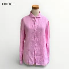 EDIFICE✨️リネン ホリゾンタルシャツ メンズ ピンク 長袖 麻のサムネイル