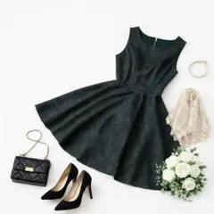 美品　ジャガードワンピース　ノースリーブ　М　 結婚式・パーティー