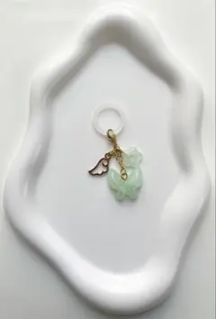 No.10 目印チャーム　チャーム　ビーズキーホルダー　蝶々　水色