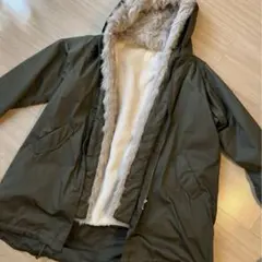 オリーブ色 フリース裏地付き モッズコート