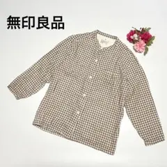 無印良品 793 ギンガムチェックシャツ M 綿100％ ナチュラル 長袖シャツ