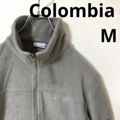 Columbia コロンビア グレー フリースジャケット刺繍フルジップ M