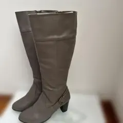 ブラウン ロングブーツ 24.5 合成皮革 中ヒール