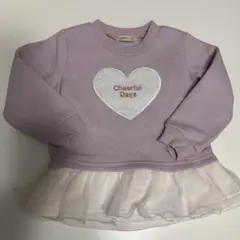 裏起毛　ピンク　トレーナー　チュール