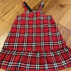 赤と黒のチェック柄ジャンバースカート
