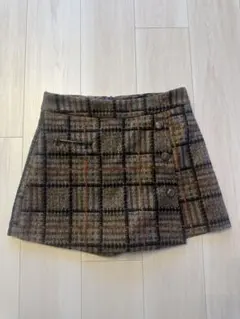 【未使用品】ブラウン系チェック柄ミニスカート