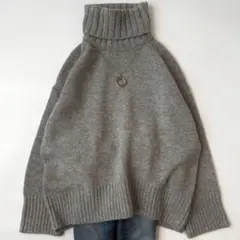 ギャルリーヴィー ファインウール タートルネック グレー ニット セーター S