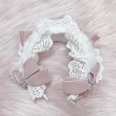 Ruban de Noël Neigeドレスカチューシャ オフ白×ピンクのサムネイル