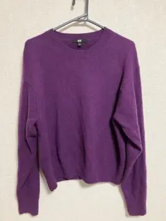 ユニクロ プレミアムラムクルーネックセーター パープル　L