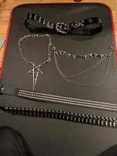 Y2k Opiumu 弾丸ベルト、スタッズベルト、3連ウォレチェーン等5点セット