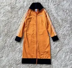 アディダス　ワンピース　ジャージ　y2k ロゴ刺繍　ダブルファスナー　オレンジ