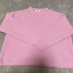 UNIQLO ユニクロ ピンク リブ編み ニット 長袖セーター クルーネック
