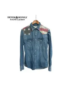 ★ ラルフローレン　星条旗　刺繍　パッチワーク　長袖　デニム　シャツ