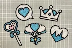 デコうちわ パーツ 5点セット 水色 青