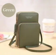スマホショルダー スマホポーチ カーキ ショルダーバッグ 財布 便利 大容量