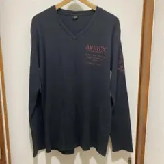 AVIREX 長袖 ロングTシャツ ワッフル 黒