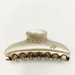 acca ビジュー付きダブルクリスタルパールホワイトヘアクリップ 極美品】acca ダブルクリスタルパールホワイト ビジュー付きヘア