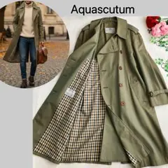 大きいサイズ/アクアスキュータム★玉虫 クラブチェック トレンチコート アクア5