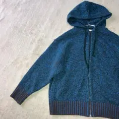 UNIQLO マルニ×ユニクロ ミックスカラーニットパーカー M 青 フルジップ