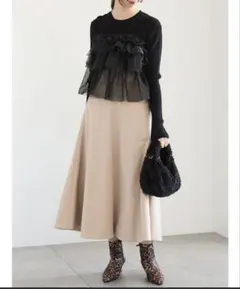 ☆テチチ　チュールフリル付きブラックニット☆