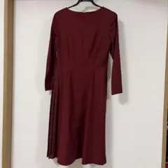NATURAL BEAUTY BASIC ボルドー 膝下丈　長袖ワンピース M