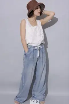 Arpege story テンセル混ドロストデニムパンツのサムネイル