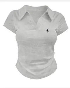 グレー 半袖ポロシャツ 馬のロゴ