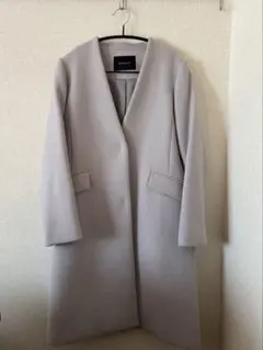 SIMPLICITÉ ノーカラー ロングコート ライトグレー